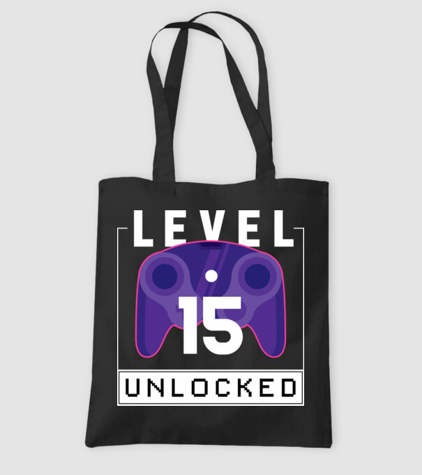 Level 15 Unlocked Gamer Birthday model negru pe tricou