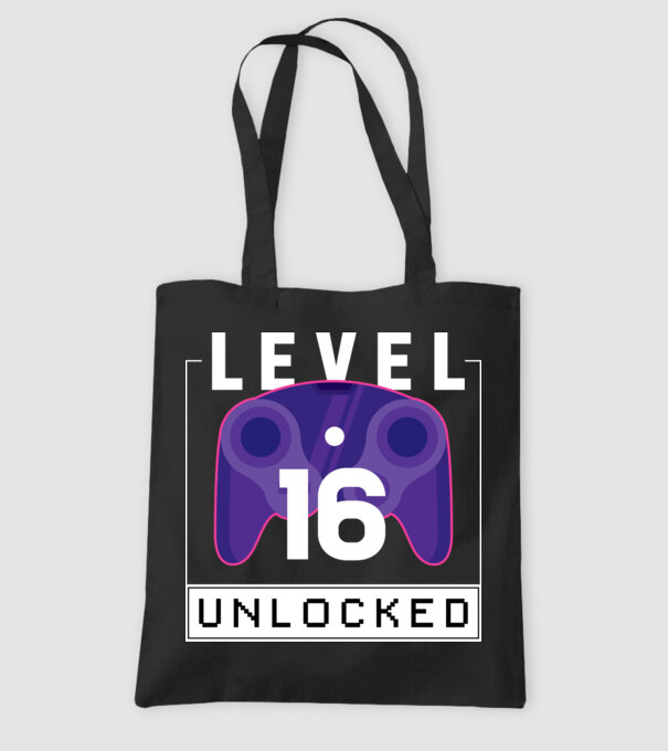 Level 16 Unlocked Gamer Birthday model negru pe tricou