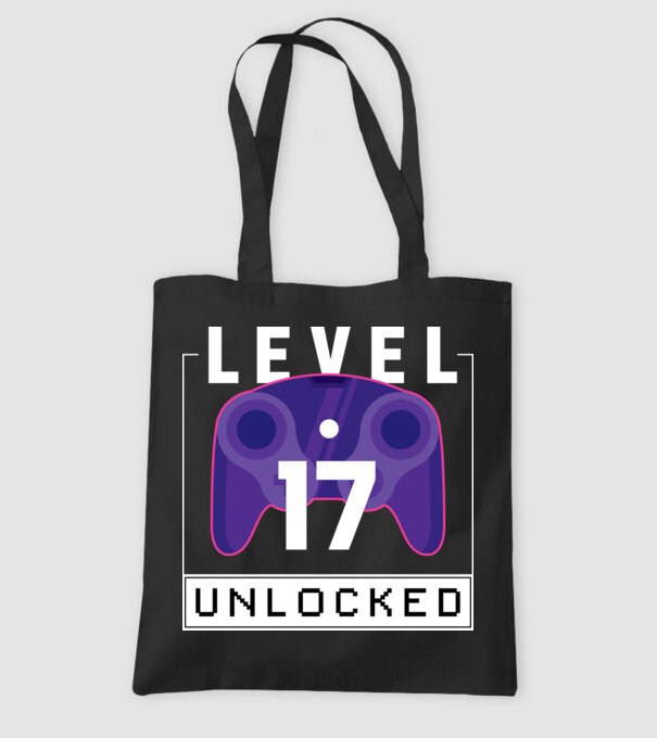 Level 17 Unlocked Gamer Birthday model negru pe tricou