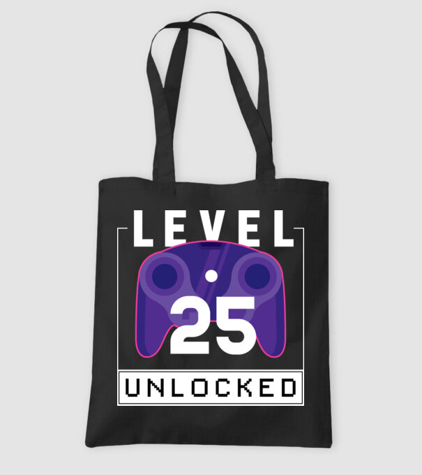 Level 25 Unlocked Gamer Birthday model negru pe tricou