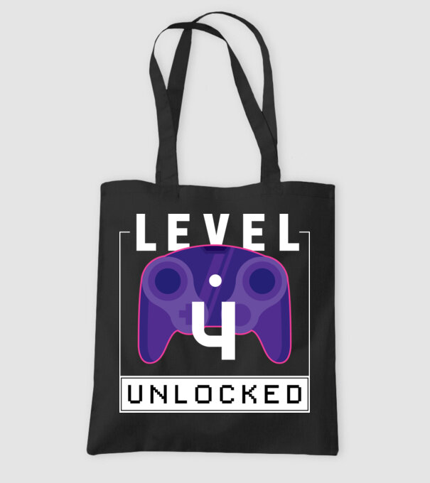 Level 4 Unlocked Gamer Birthday model negru pe tricou