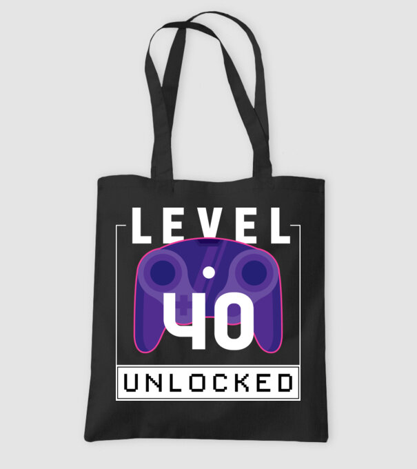 Level 40 Unlocked Gamer Birthday model negru pe tricou