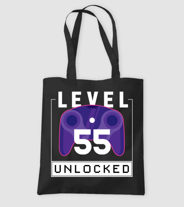 Level 55 Unlocked Gamer Birthday model negru pe tricou