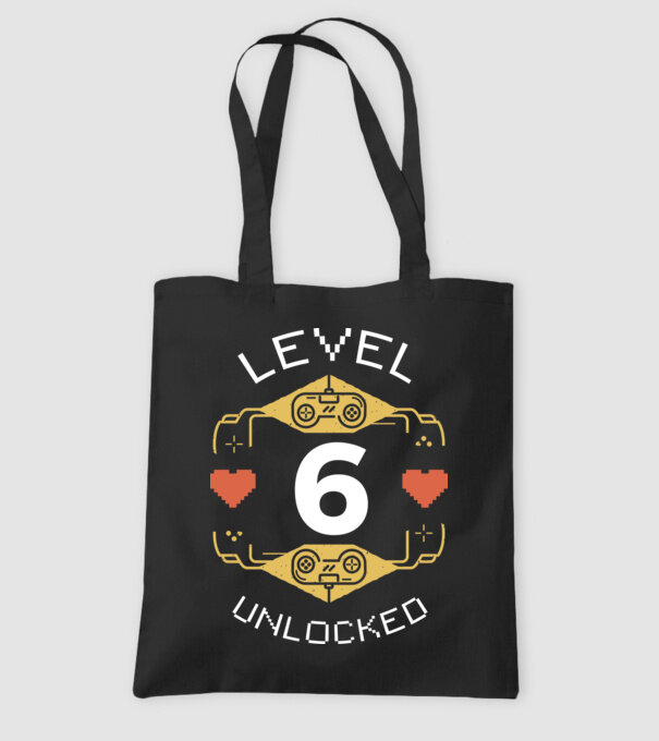 Level 6 Unlocked Gamer Birthday model negru pe tricou