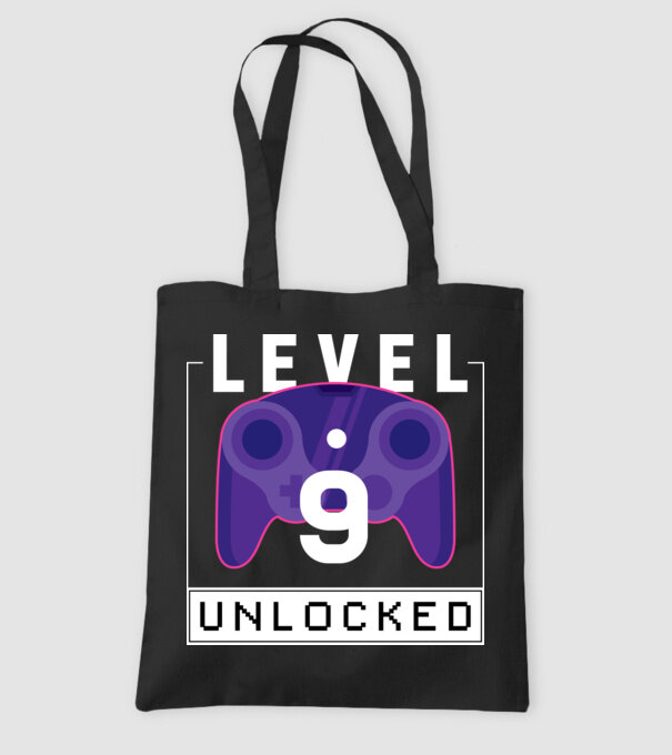 Level 9 Unlocked Gamer Birthday model negru pe tricou