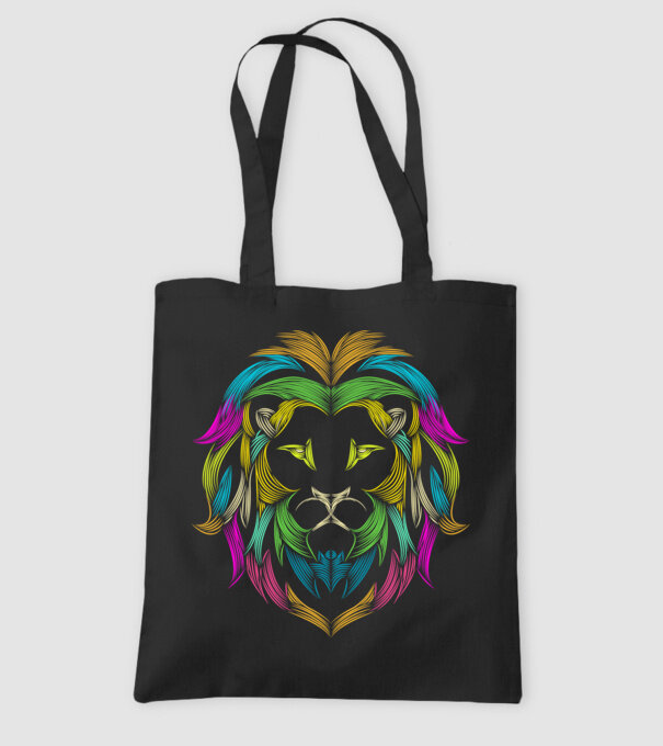 lion line art design model negru pe tricou