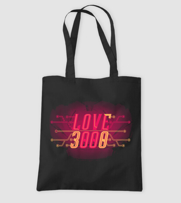 Love 3000 model negru pe tricou