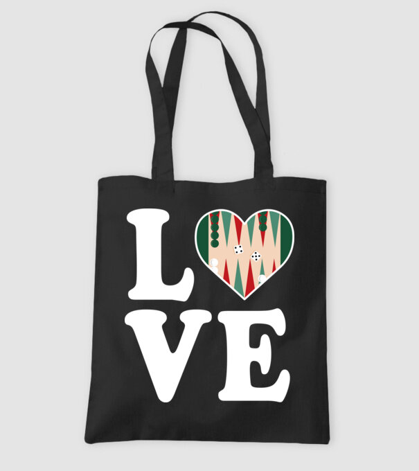 Love Backgammon model negru pe tricou
