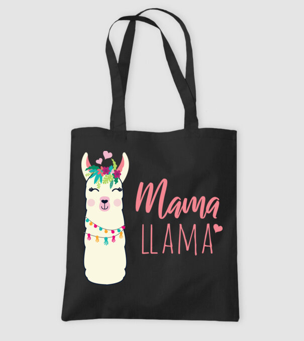 Mama Llama model negru pe tricou