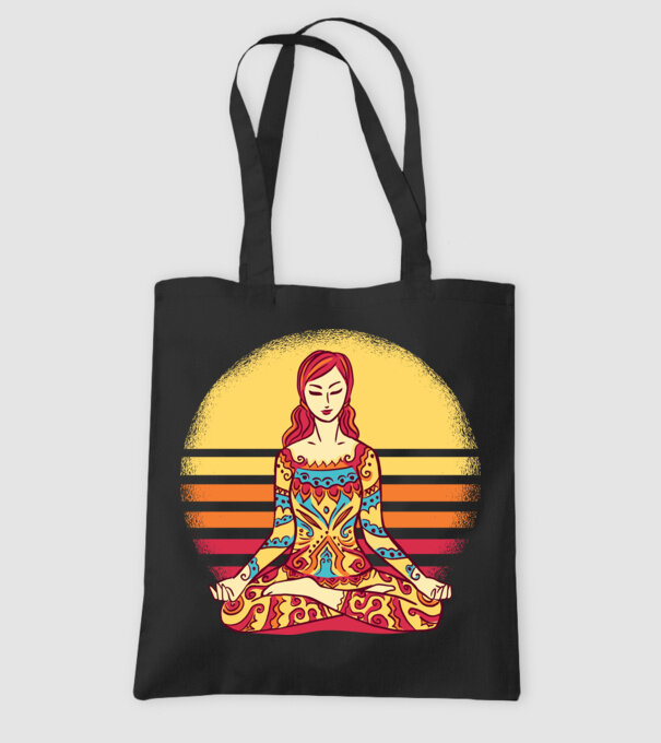 Mandala Yoga Meditație model negru pe tricou