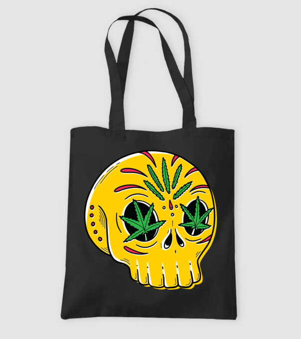 Marijuana Craniu model negru pe tricou