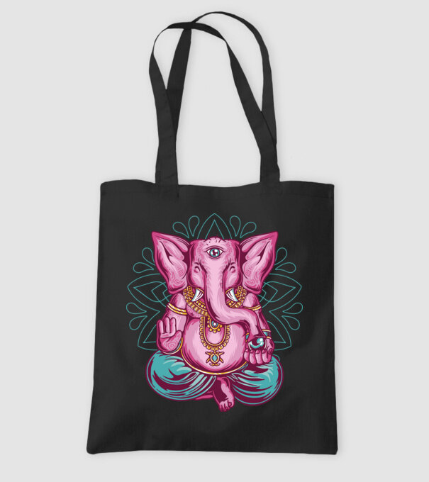 Elefant făcând meditație Dharma model negru pe tricou