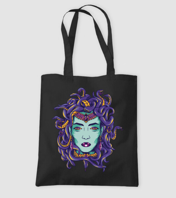 Cap de meduză model negru pe tricou