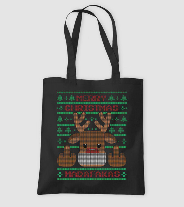 Merry Christmas Madafakas model negru pe tricou