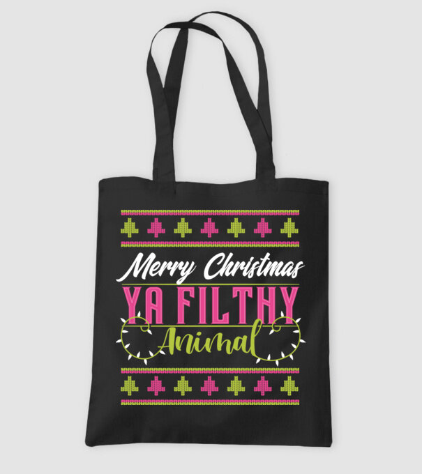Merry Christmas Ya Filthy Animal model negru pe tricou