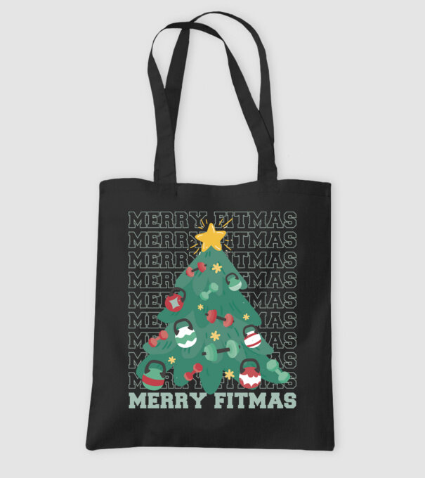 Merry Fitmas Fitmas Pom de Crăciun Fitness model negru pe tricou