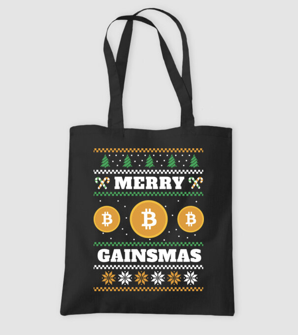 Merry Gainmas Bitcoin tricou cu pulovăr urât model negru pe tricou