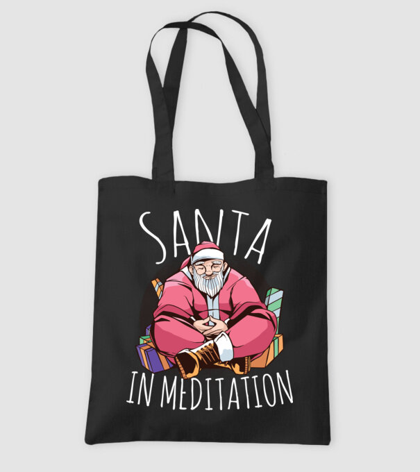 Tricou de Crăciun Moș Crăciun meditație model negru pe tricou