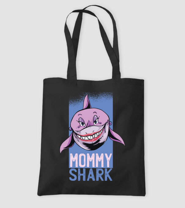 Mommy Shark tricou pentru mama model negru pe tricou