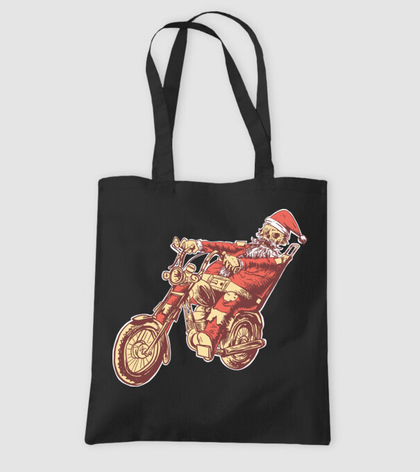 Moș Crăciun Motociclist model negru pe tricou