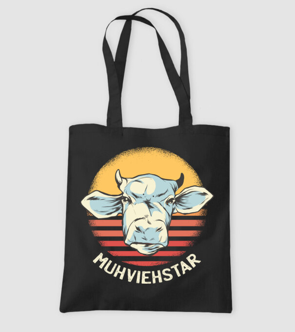Vacă Muhviehstar model negru pe tricou