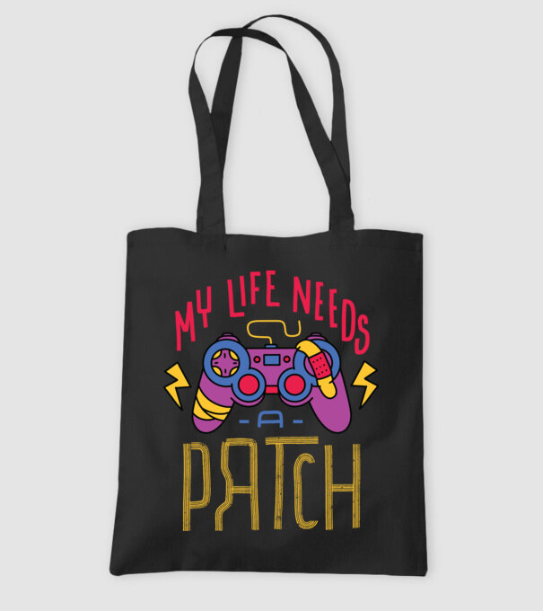 My life needs a patch Gamer model negru pe tricou
