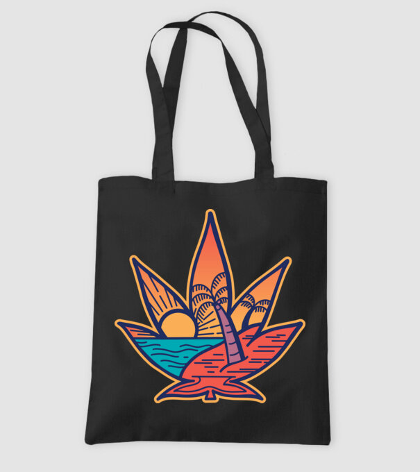 Apus de soare Frunză de marijuana model negru pe tricou