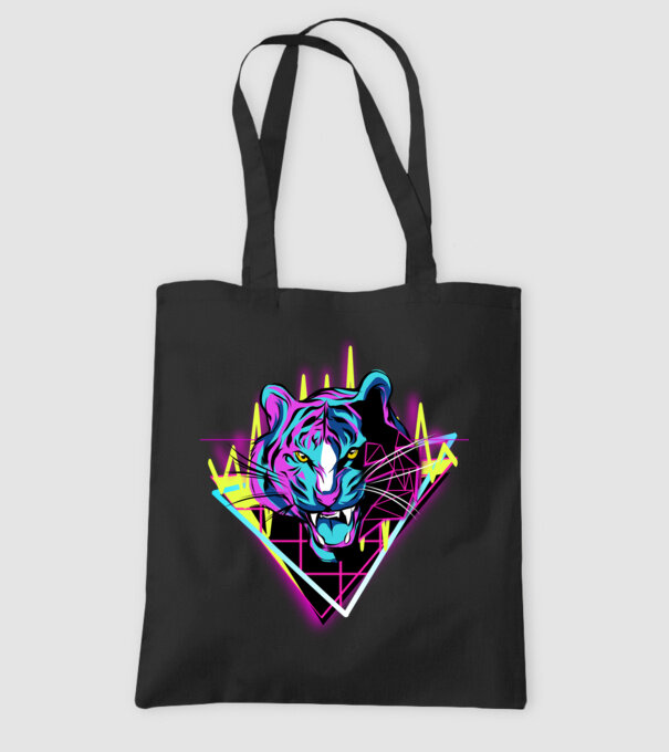 Tigru Neon anii 80 retro model negru pe tricou