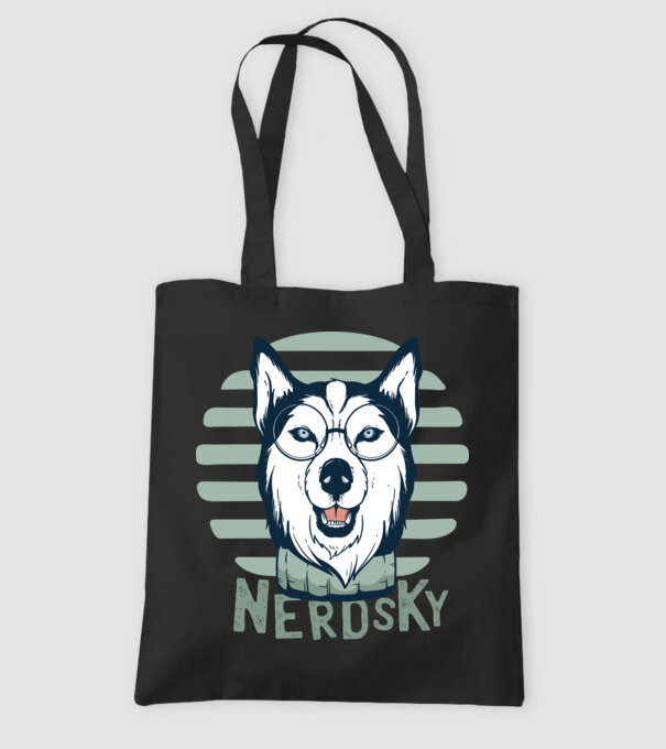 Nerdsky Husky model negru pe tricou