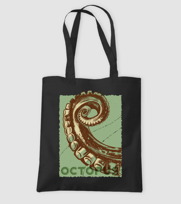 Caracatiță Octopus model negru pe tricou