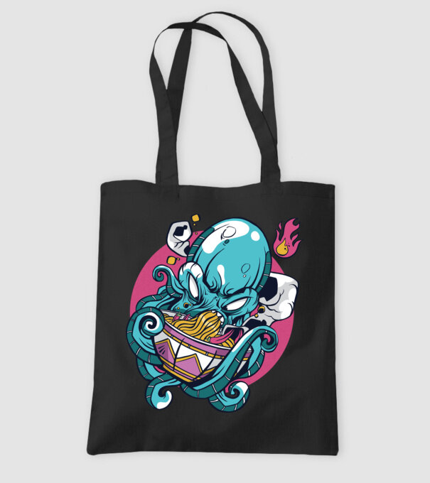 Octopus Ramen model negru pe tricou