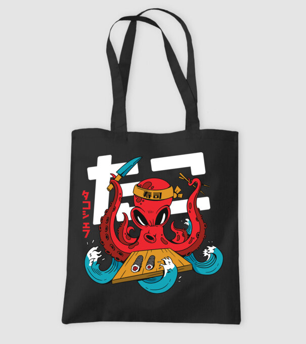 Octopus Sushi model negru pe tricou