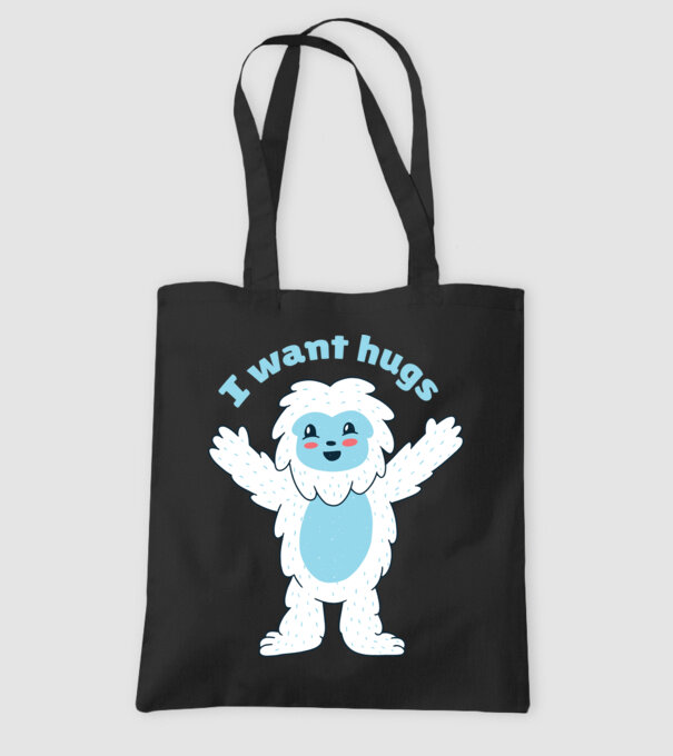 Vreau o îmbrățișare Yeti drăguț model negru pe tricou