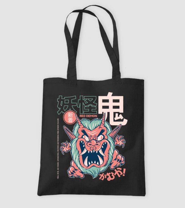 Oni Yokai Anime model negru pe tricou