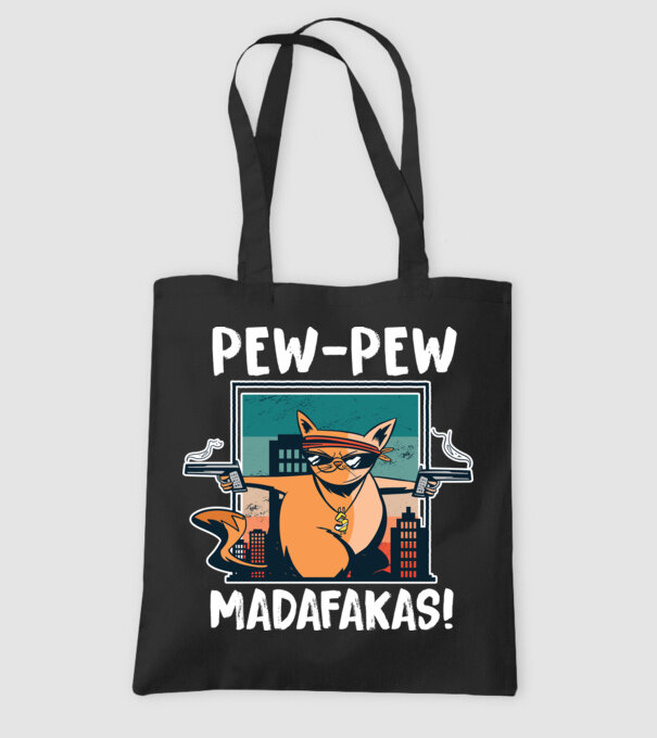 Pew Pew Pew Madafakas Pisică model negru pe tricou