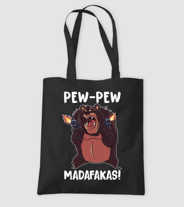 Pew Pew Pew Madafakas Urs model negru pe tricou