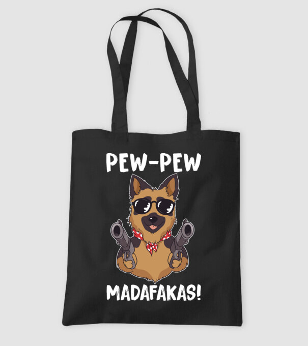 Pew Pew Pew Madafakas Ciobănesc german model negru pe tricou