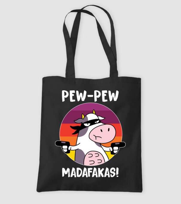 Pew Pew Pew Madafakas Vacă model negru pe tricou