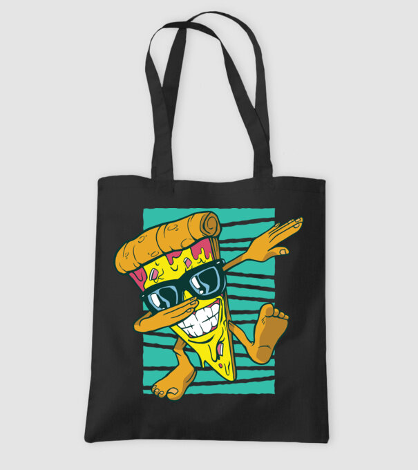 Felie de pizza DAB model negru pe tricou