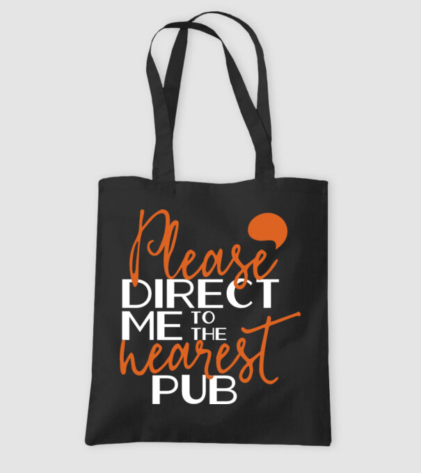 Please direct me to the nearest pub model negru pe tricou