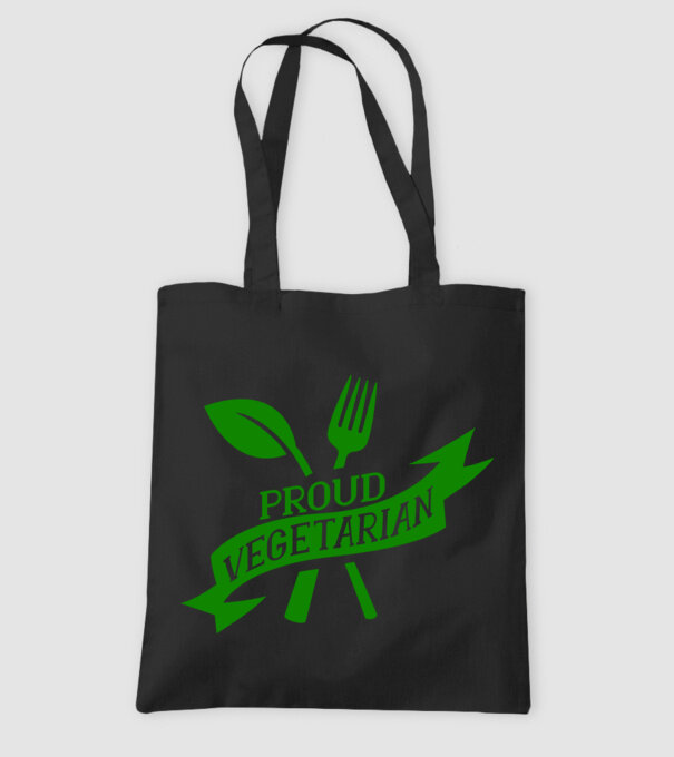 Proud Vegetarian model negru pe tricou