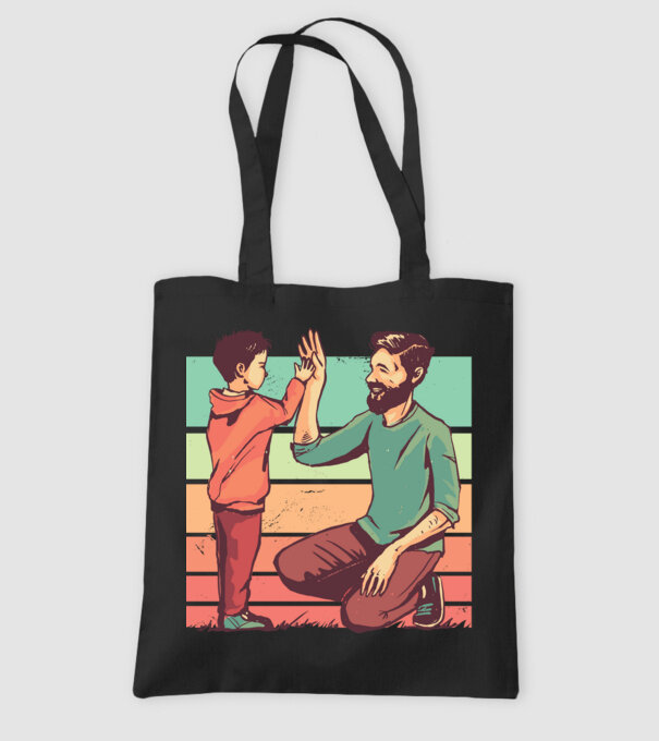 Tată și fiu retro model negru pe tricou