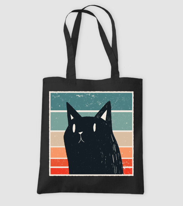 Pisică retro model negru pe tricou