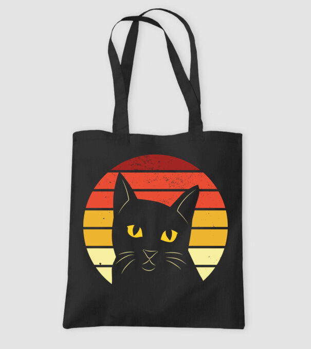 Cap pisică retro model negru pe tricou