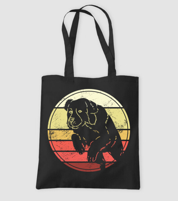 Câine Retro Landseer model negru pe tricou