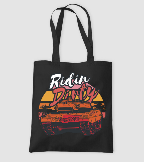 Ridin Dirty tricou cu tanc model negru pe tricou