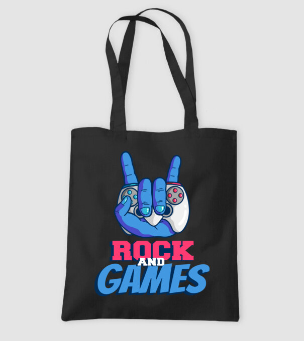 Rock And Games model negru pe tricou