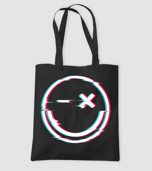 Smile glitch neon tiktok style model negru pe tricou