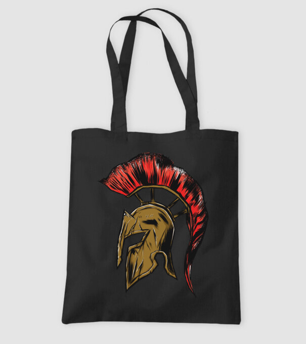 Cască războinic Sparta model negru pe tricou