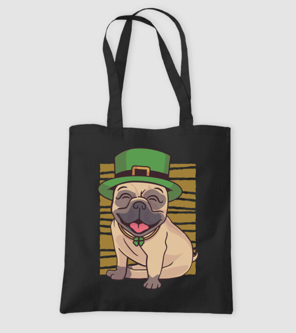 Sfântul Patrick Mops model negru pe tricou